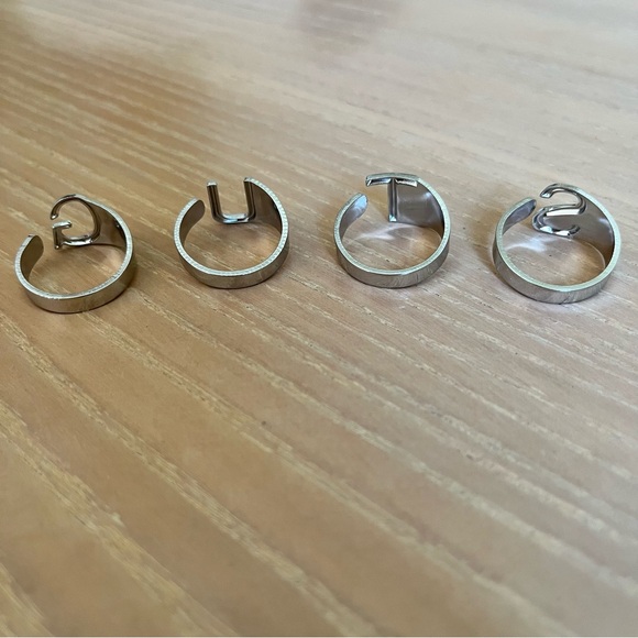 *NEW* OLIVIA RODRIGO Themed GUTS Letters Set of 4 Rings in Silver - Picture 10 of 11